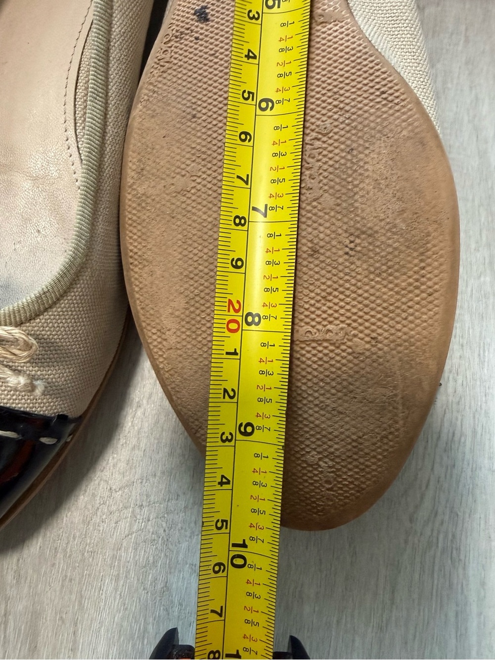 Prada Canvas Cap Toe Ballet Flats Beige Black Women Sz 7 - Picture 15 of 15